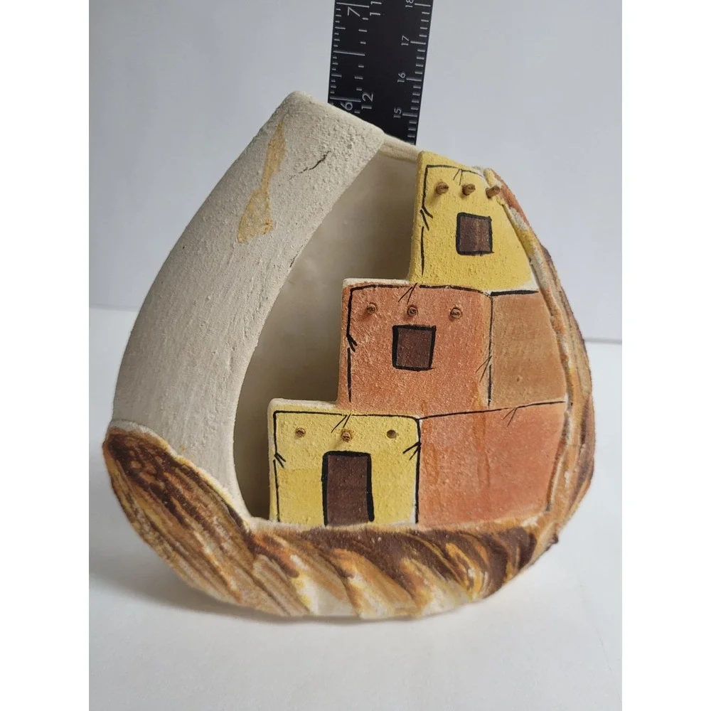 Sunshine Klay Kraft‎ Tucson AZ Candle Holder Southwestern Pottery Painted Signed